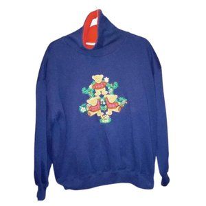 Sport Vintage Christmas Teddy Bear Pullover Sweater Size Large